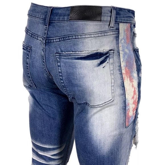 M.LAB Slim Cause Men's Denim Jeans Blue - Picture 10 of 12